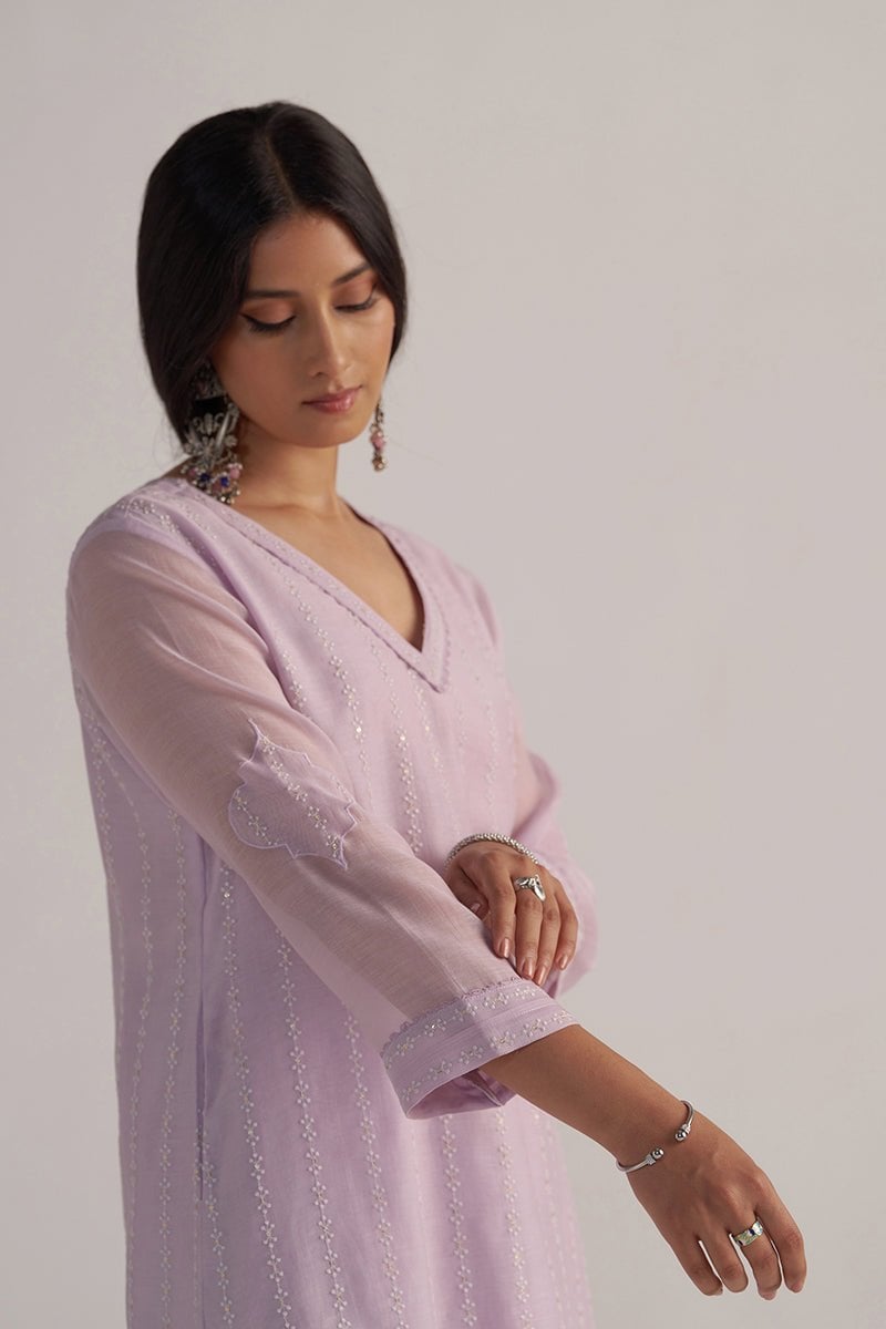 Winsome Orchid Chanderi Kurta and Pant Co-ord Set