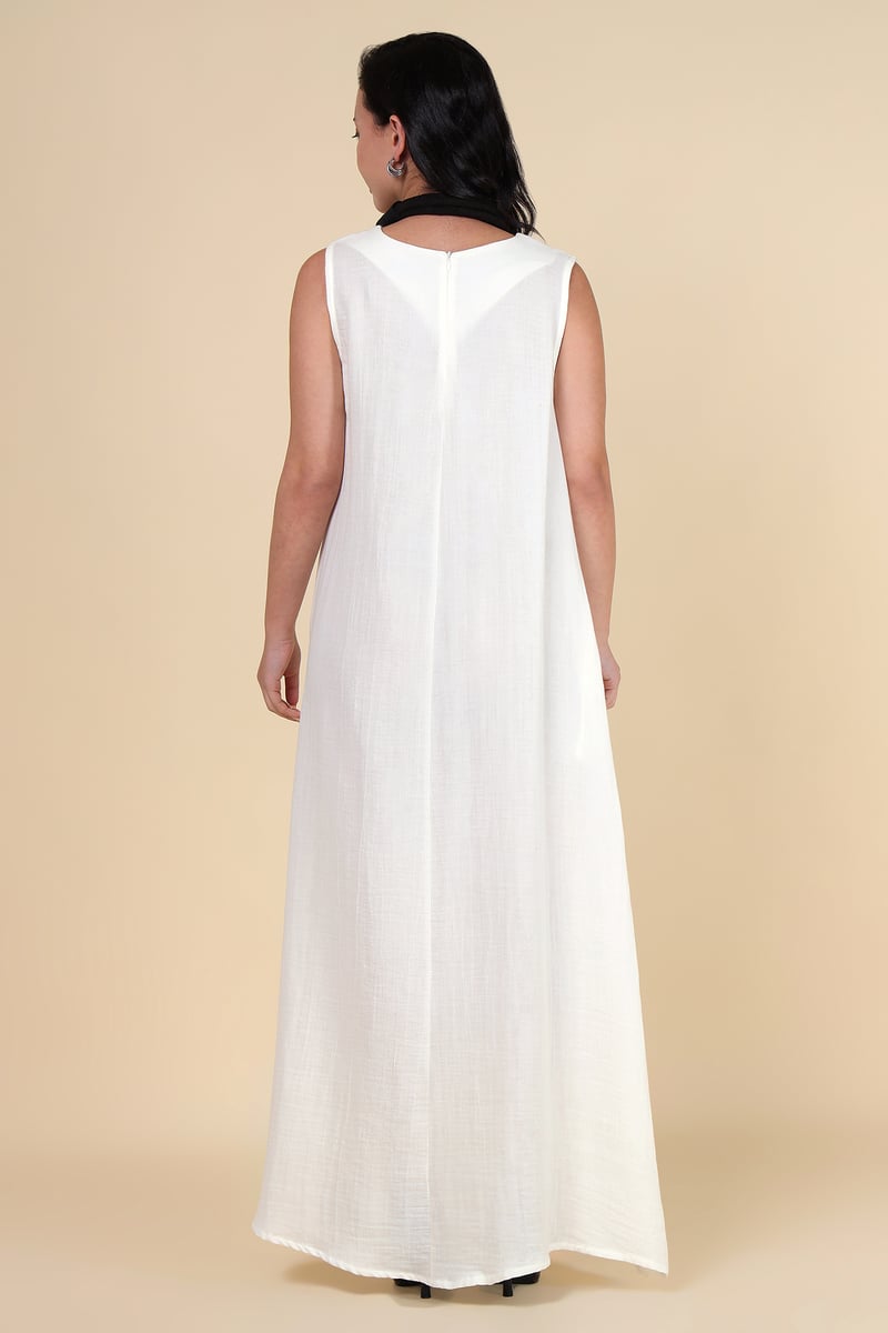 White Sleeveless A-Line Maxi Dress