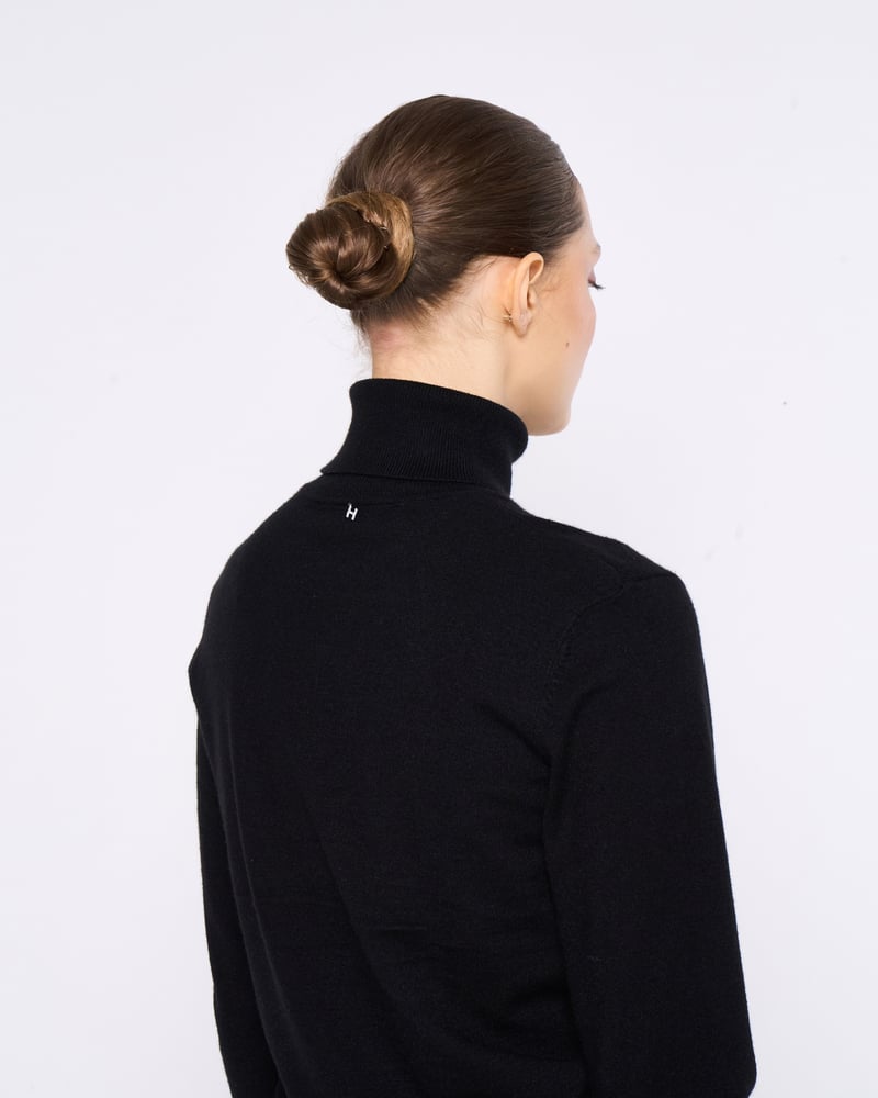 Black Rib-Knit Turtleneck Sweater