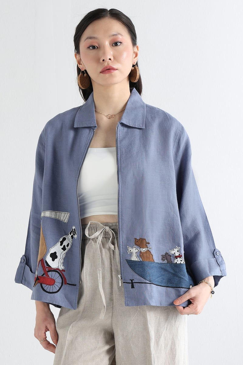 Midblue Zipper Shacket