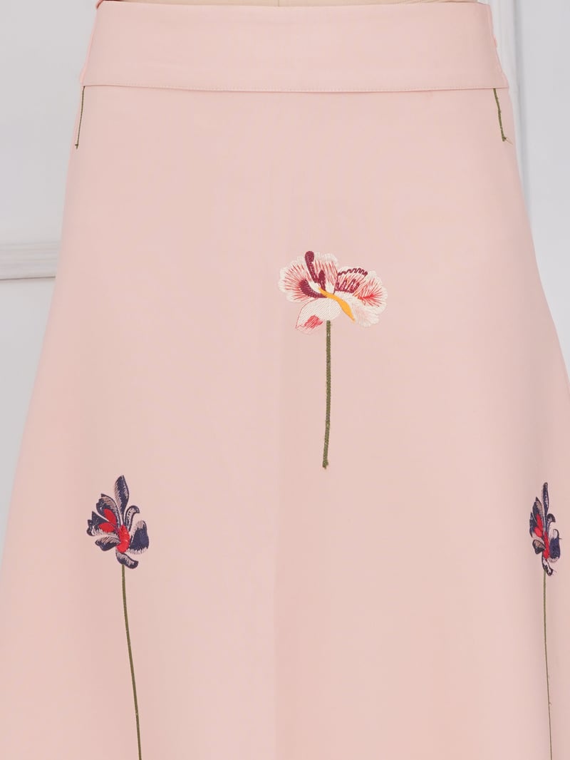 Peach Shirt and A-Line Midi Skirt Co-ord Set