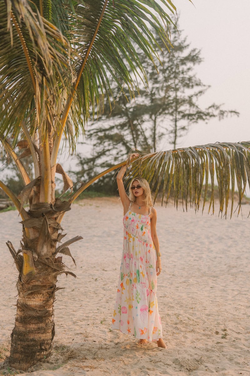 White Printed Tiered Strappy Maxi Dress