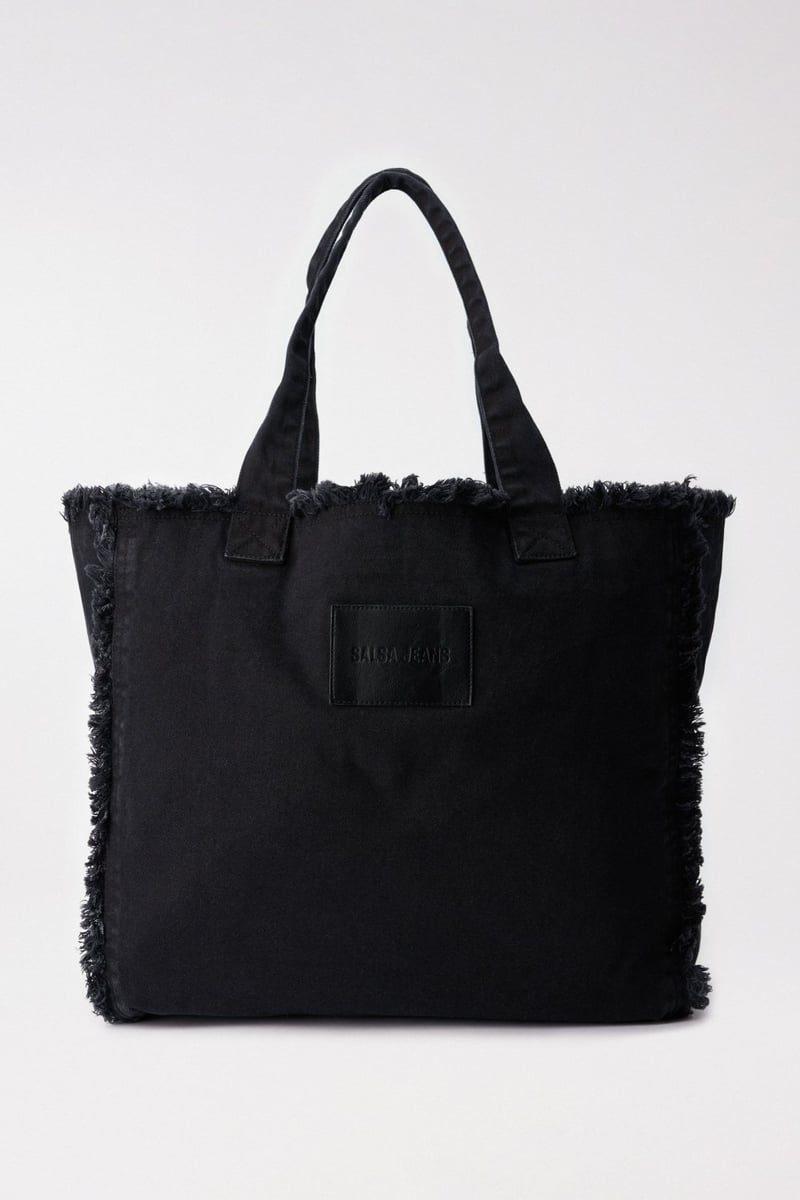 Denim Tote Bag with Logo