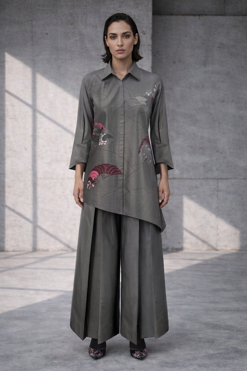 Mizu Graphite Grey Asymmetrical Co-ord Set — OJA
