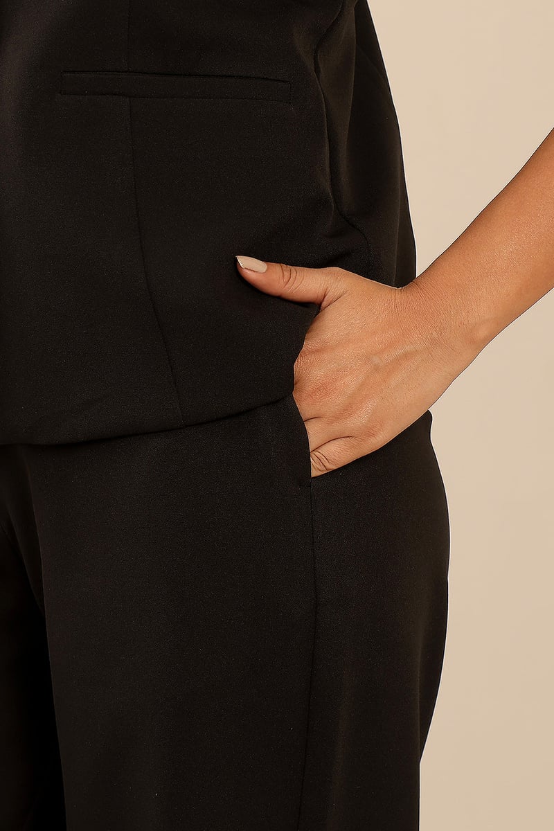 Black Button-Front Vest and Wide-Leg Co-ord Set