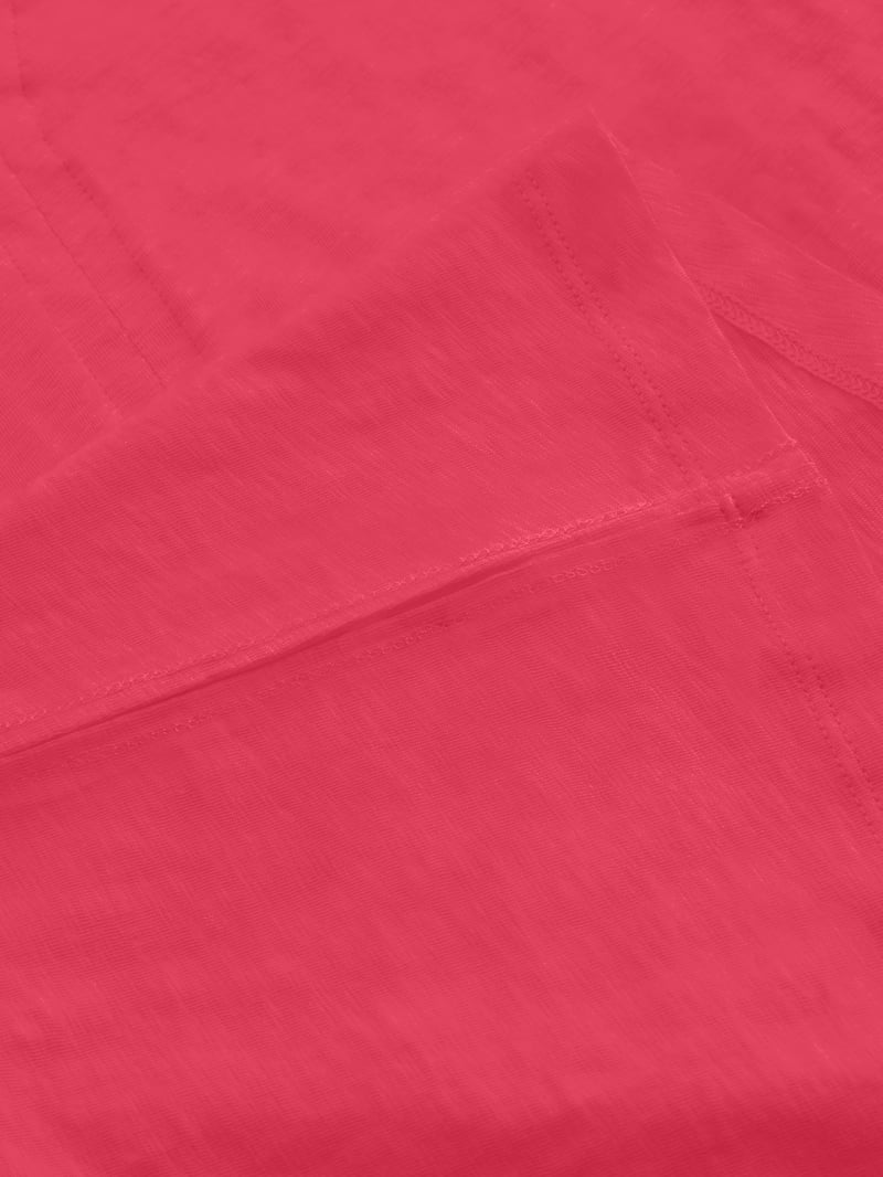 Bright Pink Notch V-Neck Cotton Jersey T-Shirt