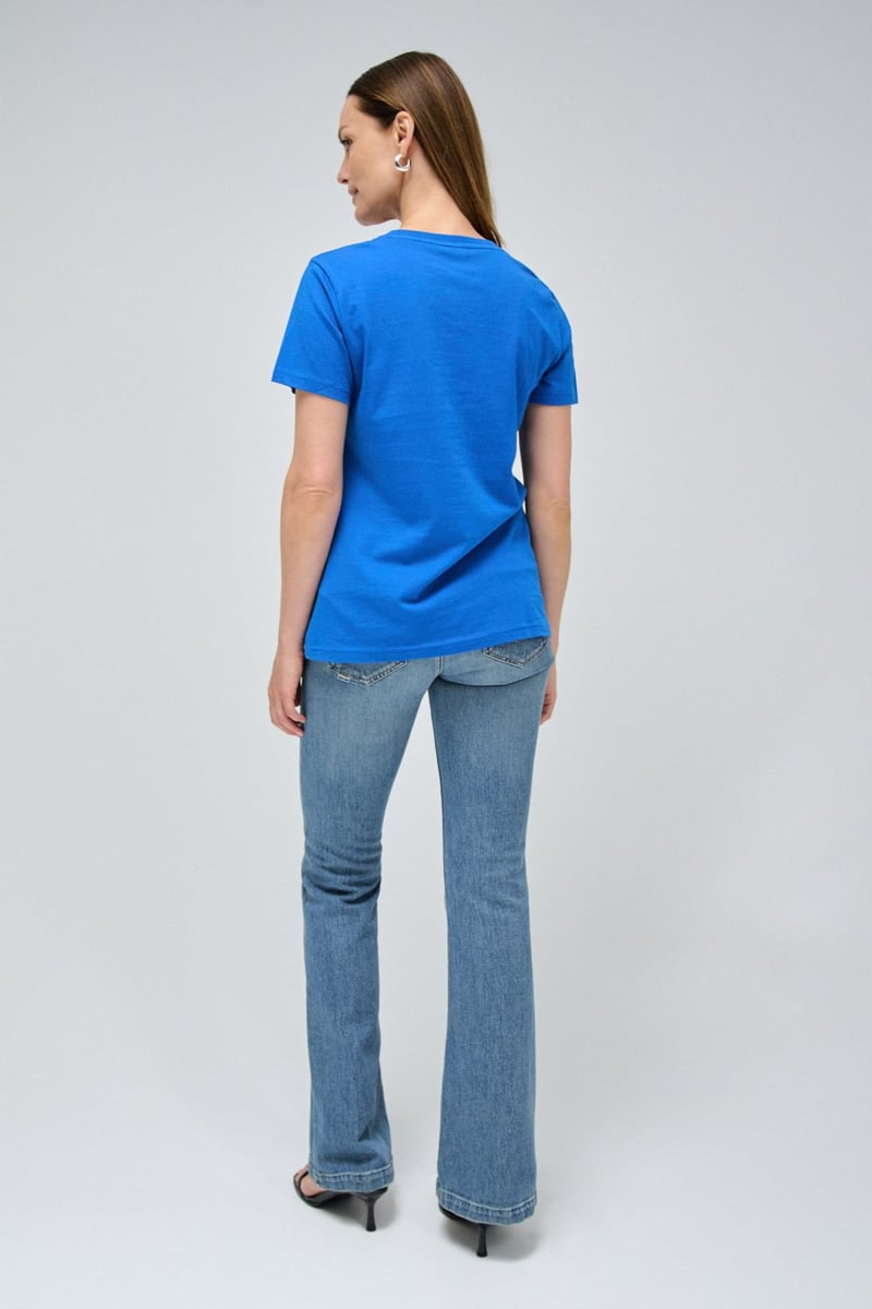 Dark Blue Logo T-Shirt with Shiny Bead Detail