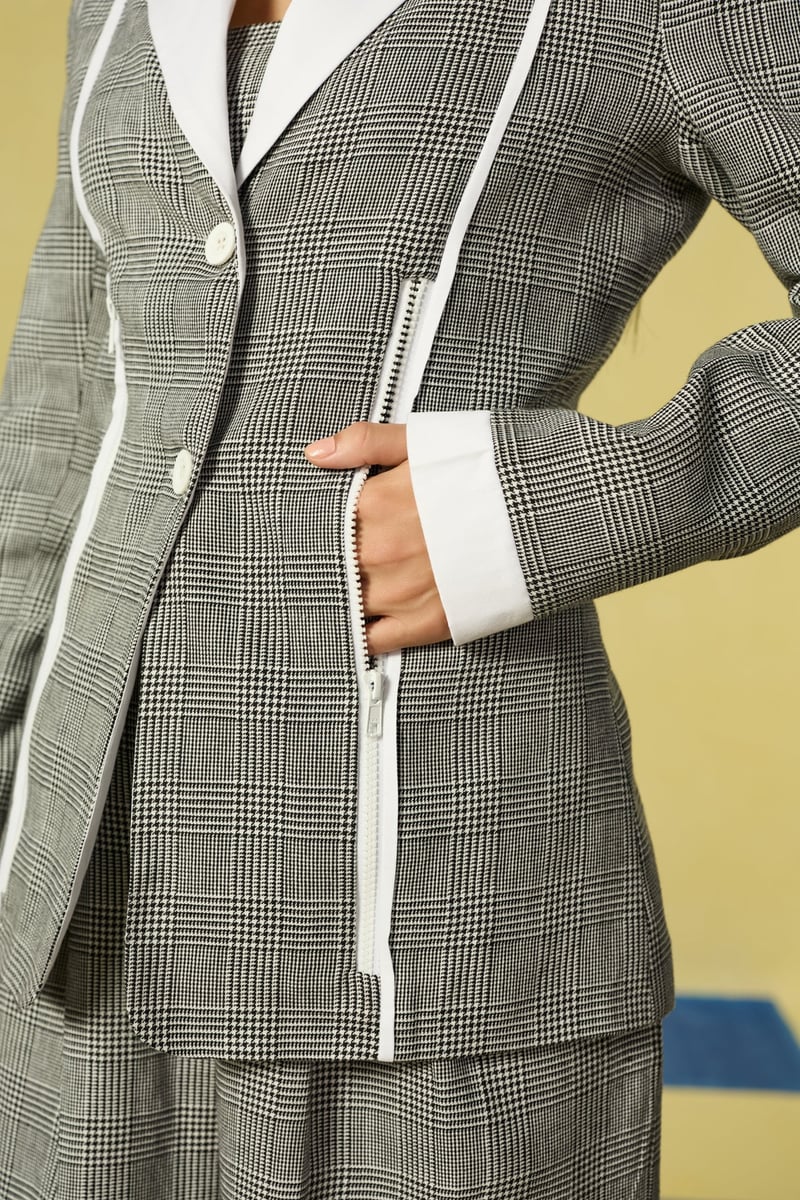 Grey and White Checked 3-Piece Co-ord Set
