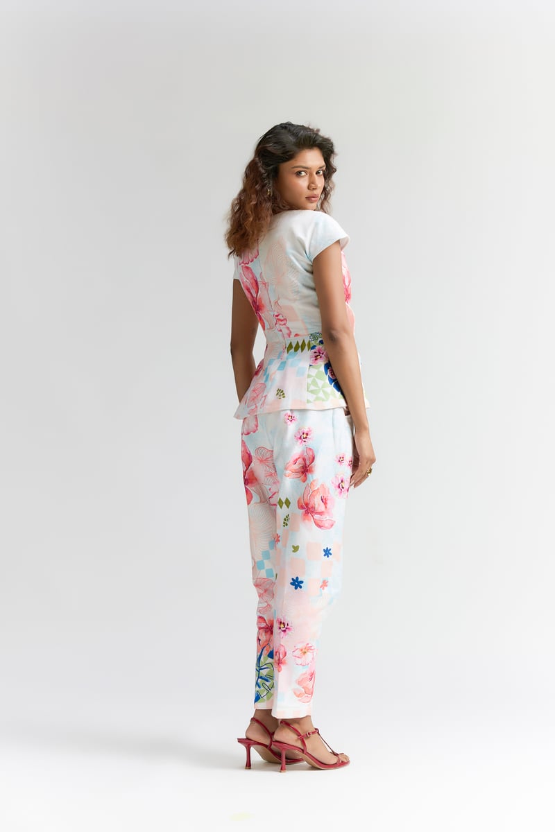 Multi Colour  Abstract Floral Printed  Co-Ord Set