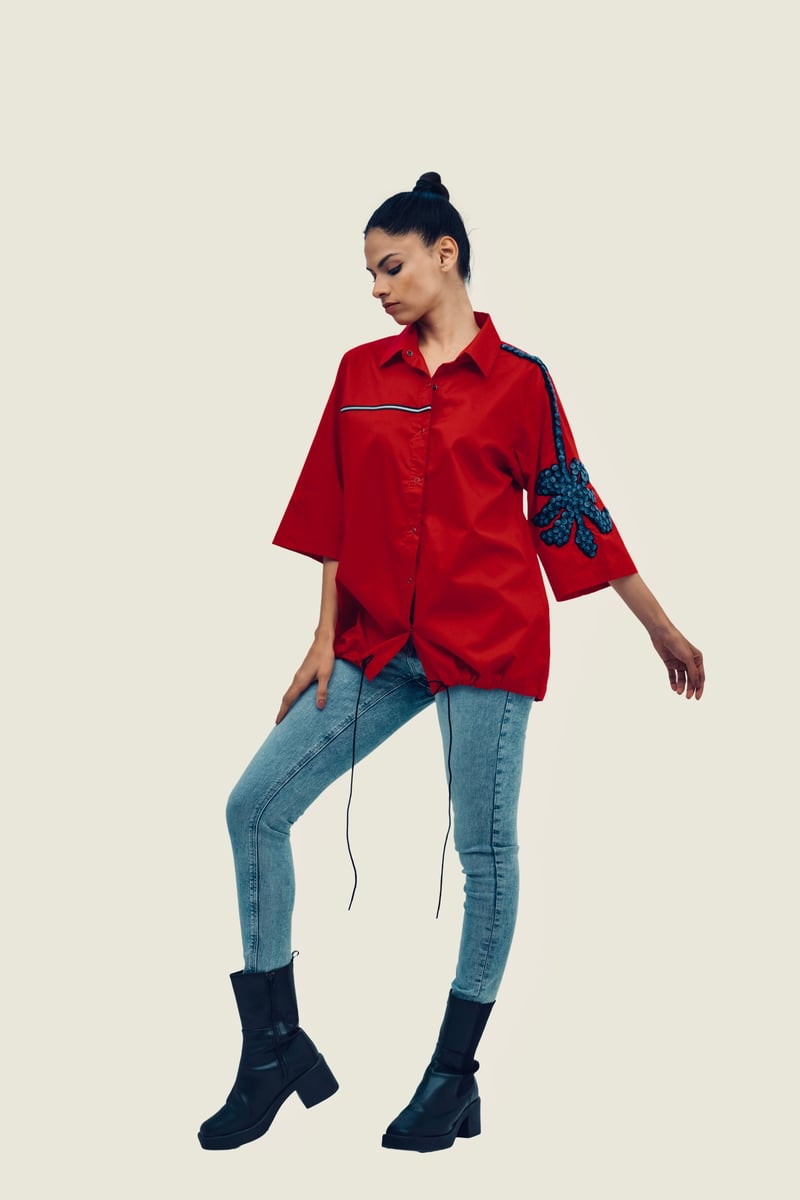 Red Shirt with Embroidery