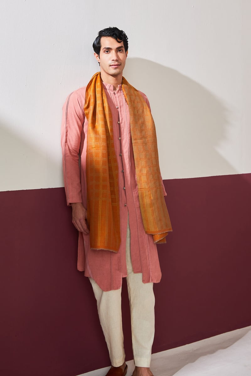 Zari Check Reversibles Pashmina Stole