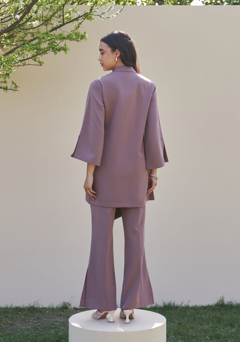 Mocha Mousse Embellished Tunic and Trouser Co-ord Set