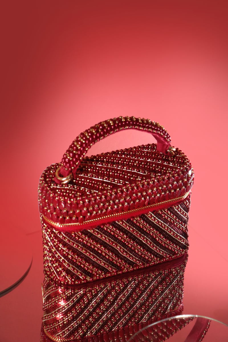 Laura Pearl Red Cube Bag