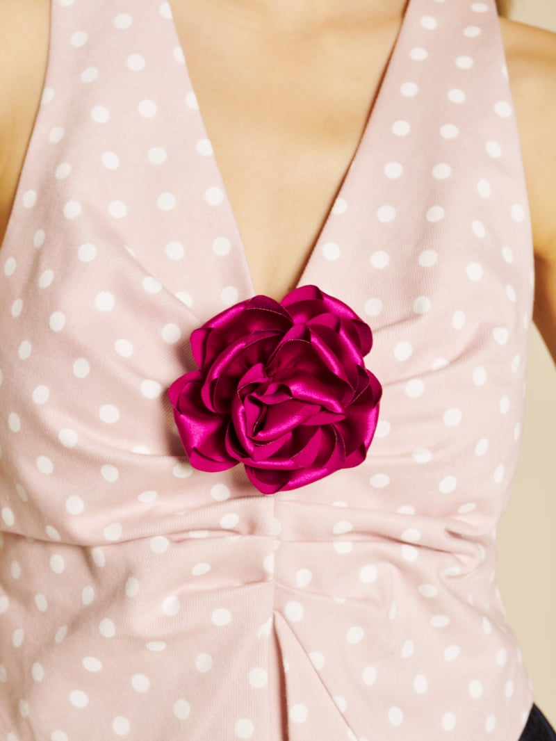 Pink Polka Dot Halter Top with Satin Rosette