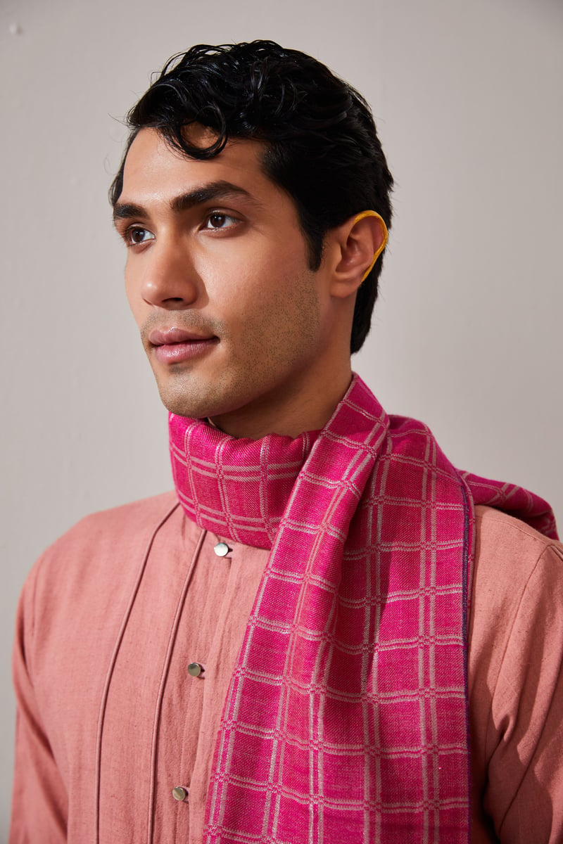 Zari Check Reversibles Pashmina Stole