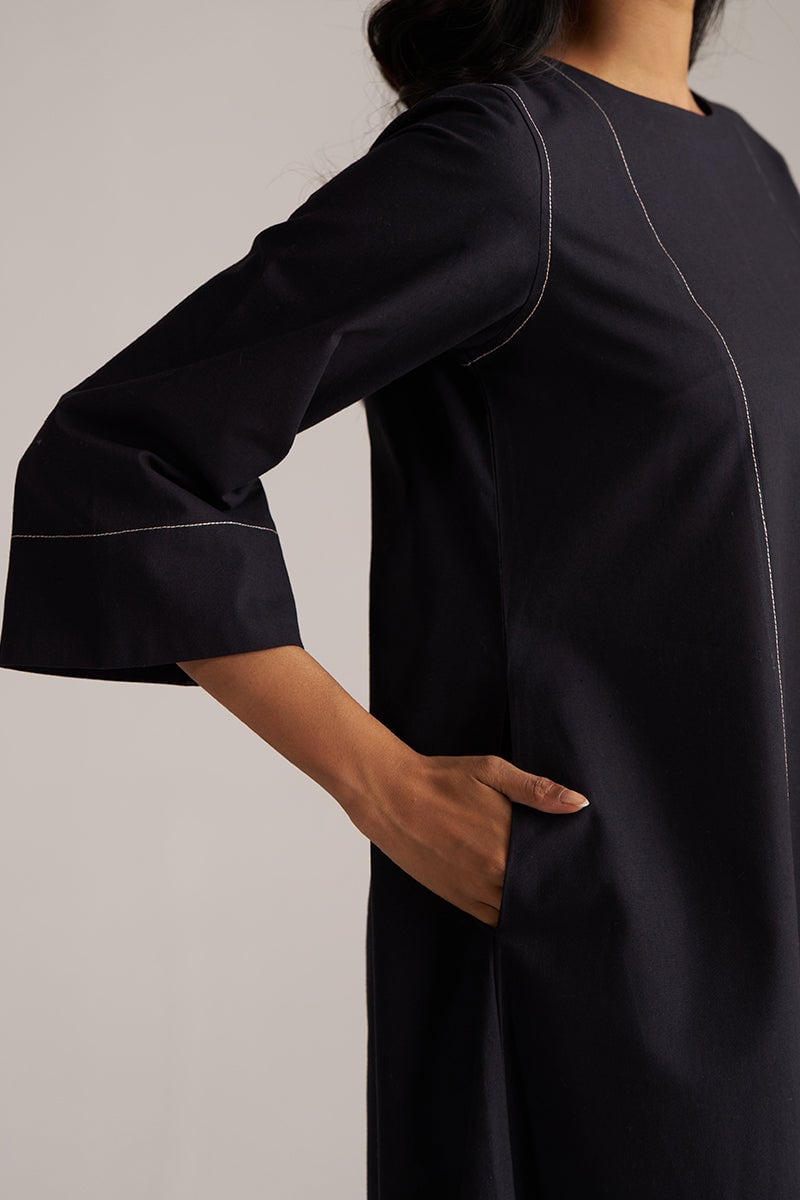 Black Cotton-Linen Kurta and Wide-Leg Pants Co-ord Set