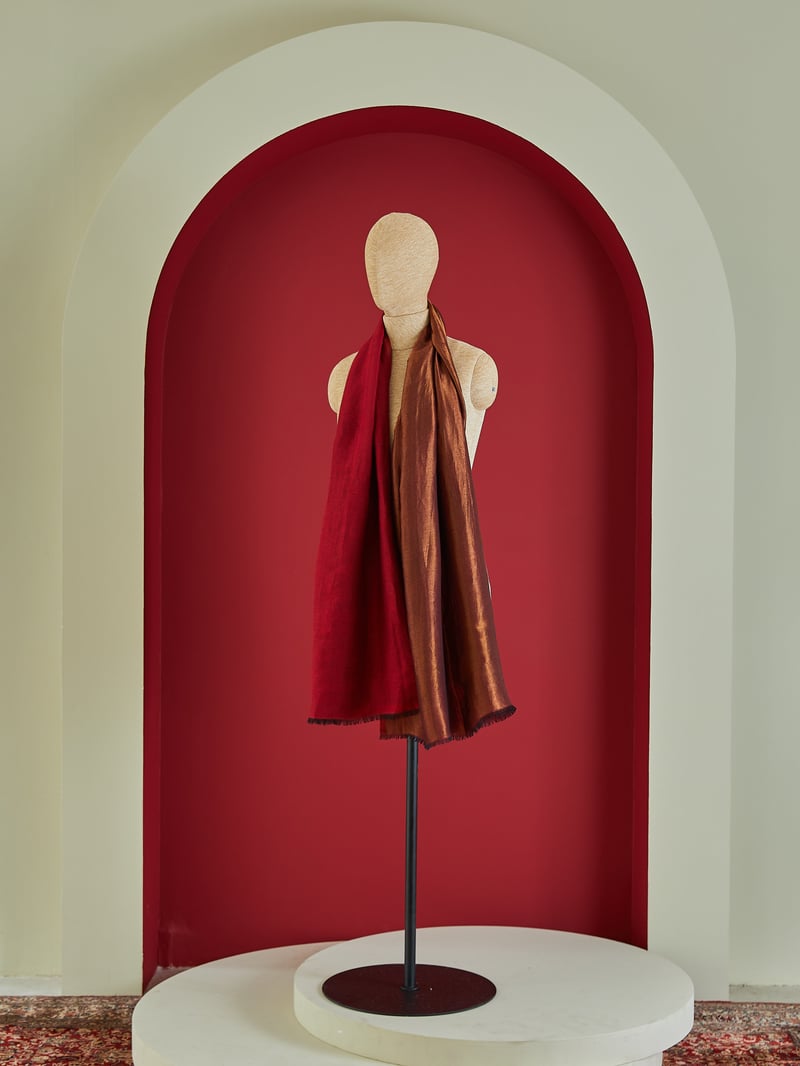 Wool Reversible Zari Stole — Shaza