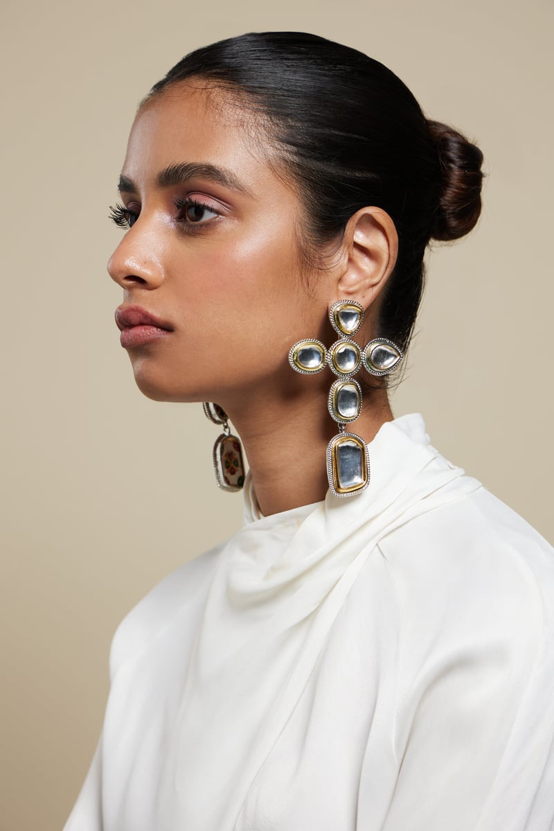 Valliyan Polki Cross Earring