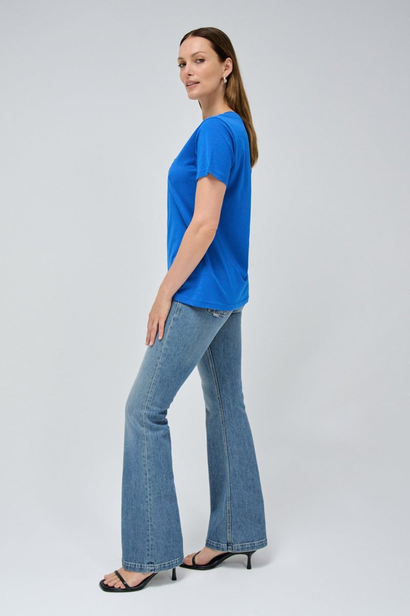 Dark Blue Logo T-Shirt with Shiny Bead Detail