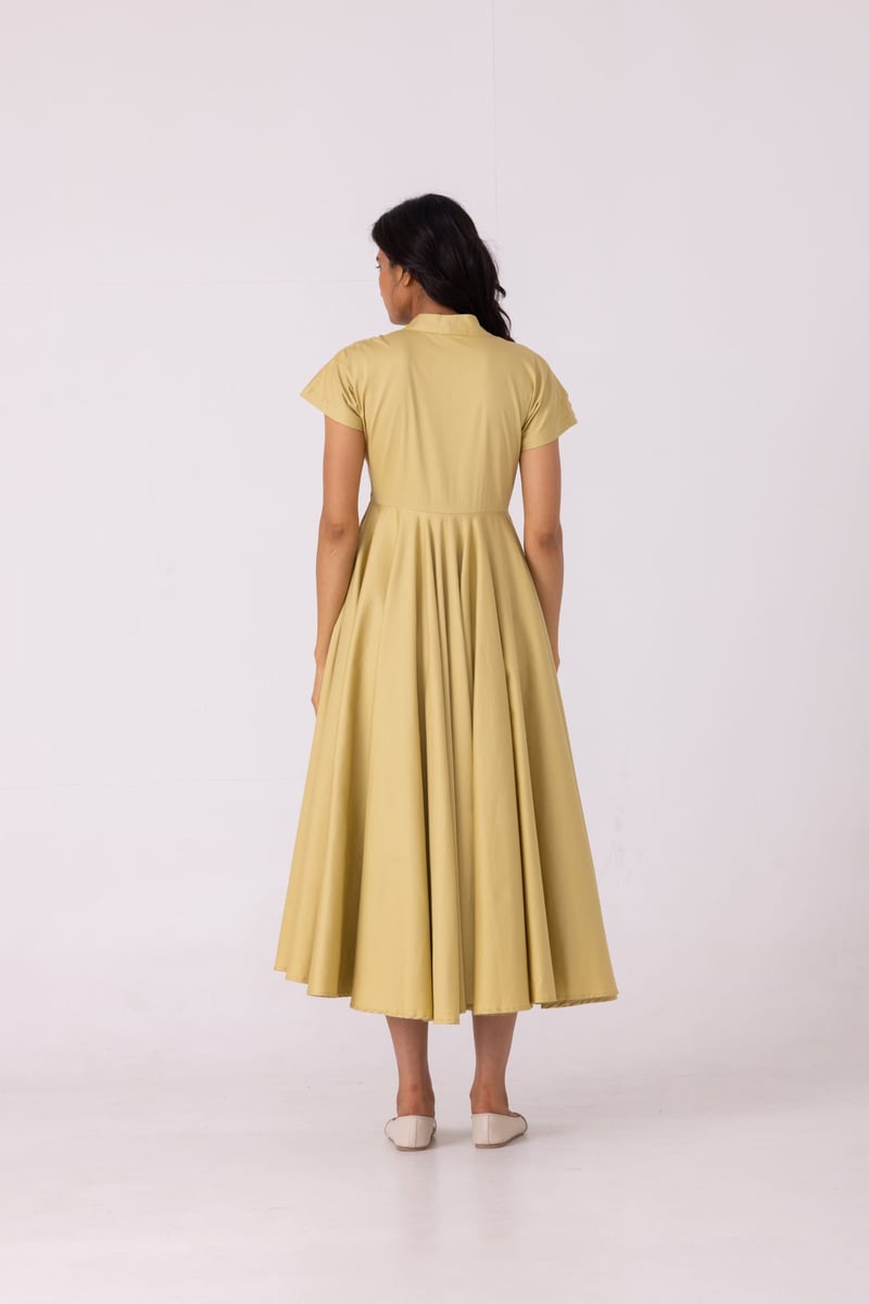 Cathy Yellow Fit and Flare Dress