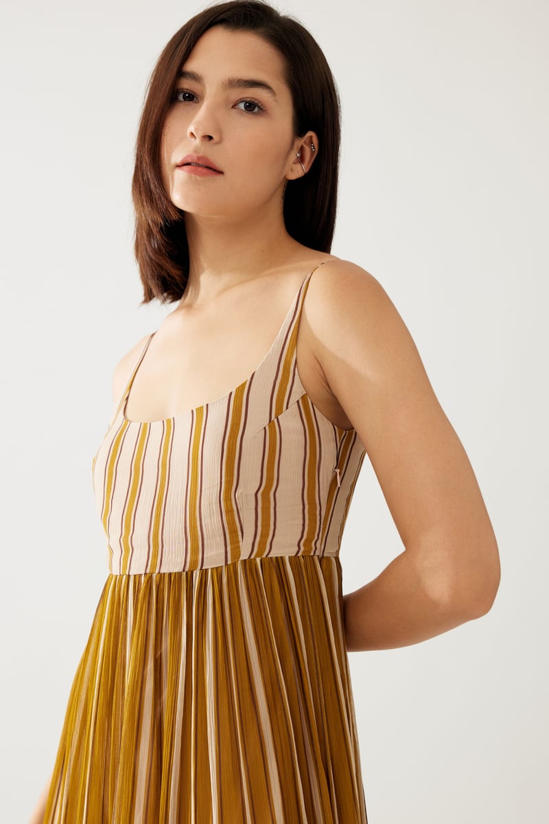 Mustard And Pink Stripe Dual Tone Dress