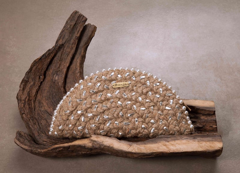Yellow Dahlia Silver Half Moon Clutch Bag