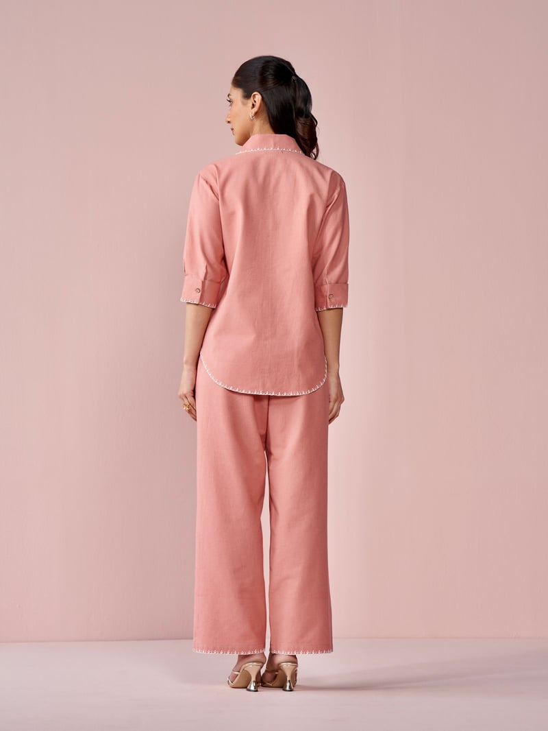 Rose Cotton-Linen Blend Relaxed Fit Co-ord Set