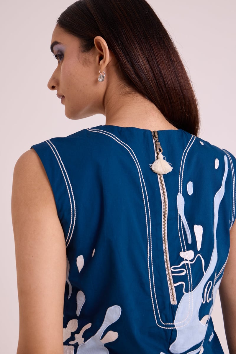 Cobalt Blue Applique Mini Shift Dress
