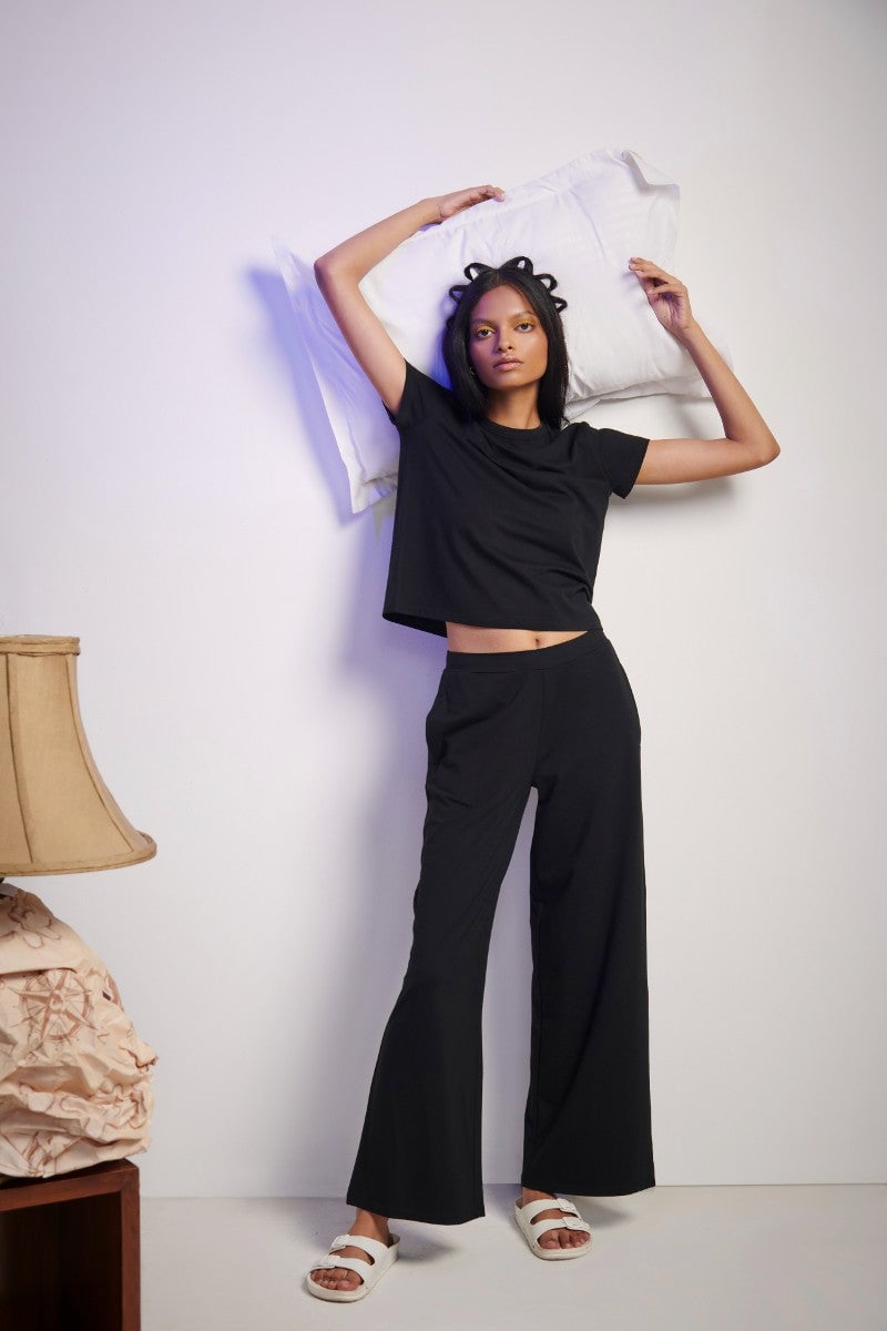 Black Supima Cotton Blend Crew-Neck T-Shirt