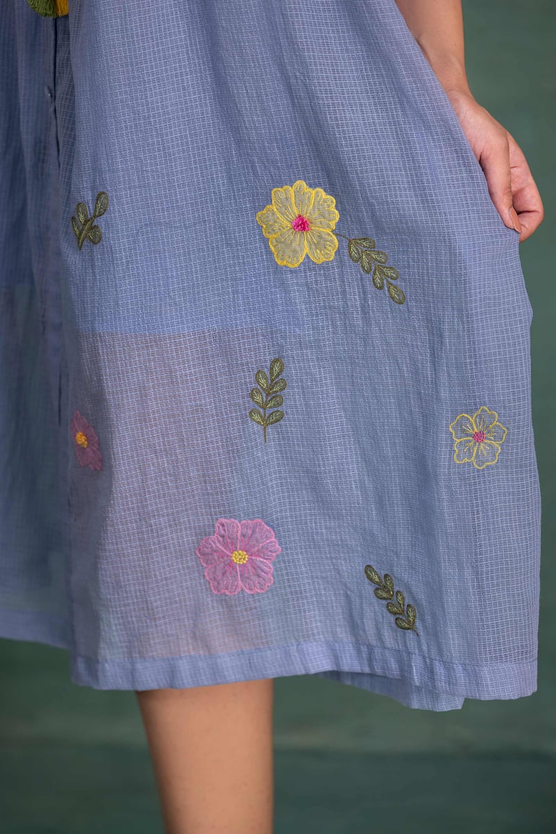 Blue Machine Embroidery Coord Set
