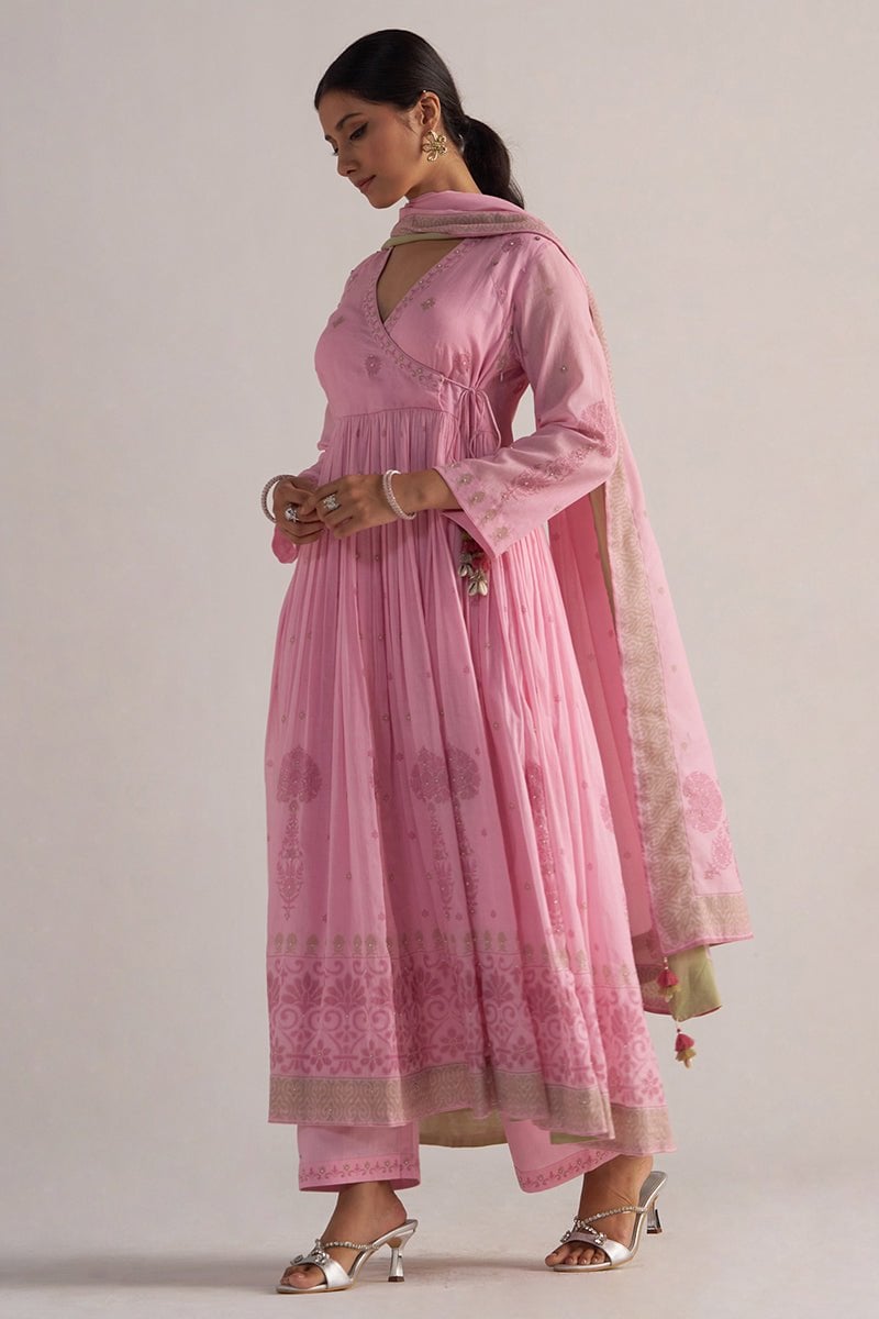 Lilac Sachet Printed Anarkali Kurta Set