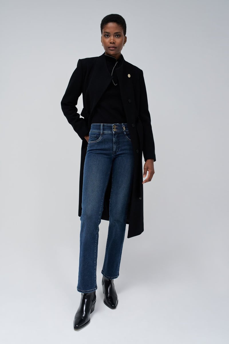 Medium Wash High-Rise Straight-Leg Jeans
