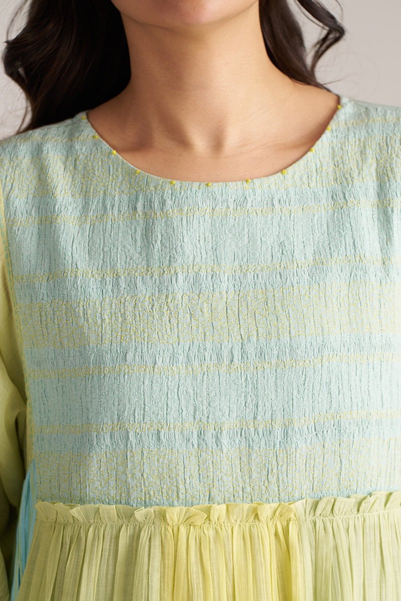Pastel Colorblocked A-Line Top Co-ord Set with Wide-Leg Pants