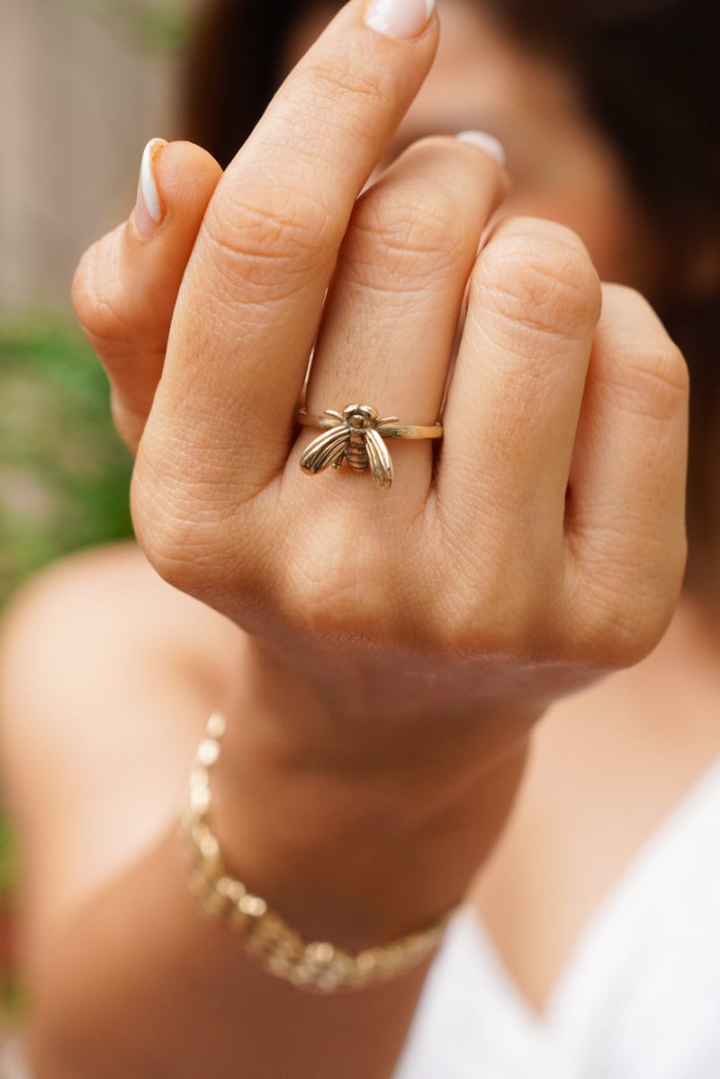 Honey Bee Finger And Toe Brass Ring Adjustable Size — SOUL WORKS