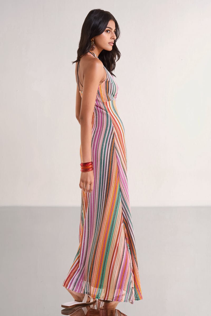 Halter Neck Crochet Knit Maxi