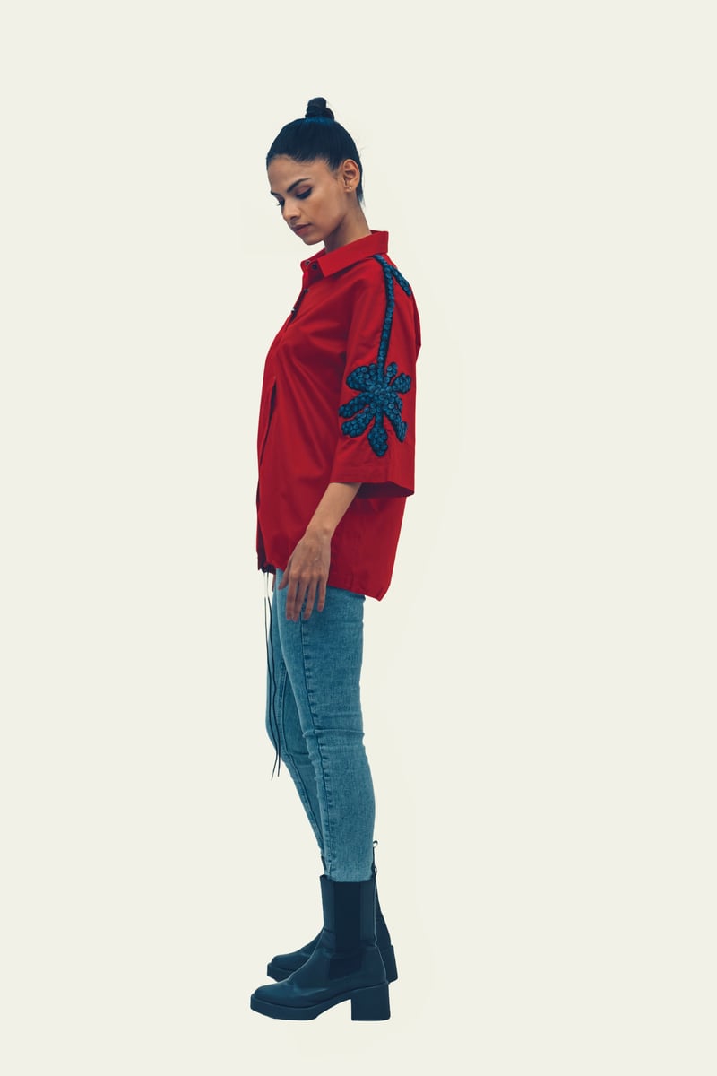 Red Shirt with Embroidery