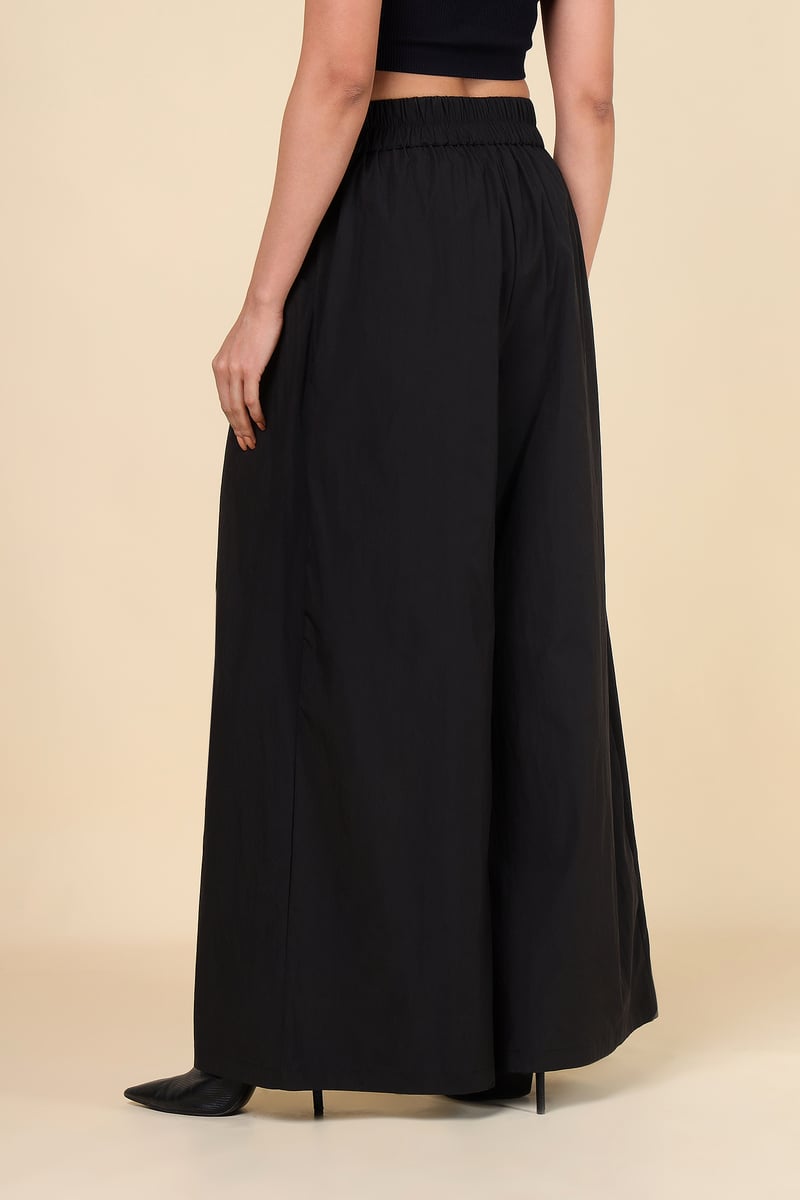 Black High-Rise Wide-Leg Trousers