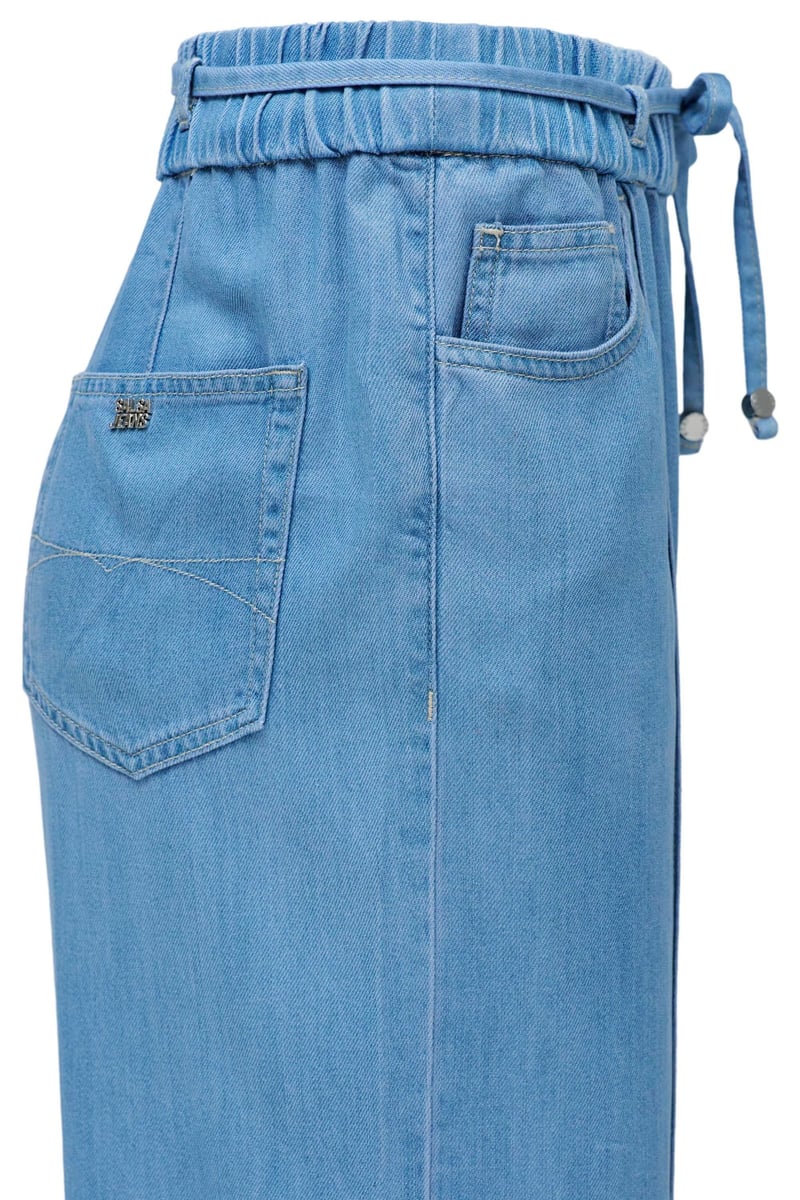 Light Wash Wide-Leg Denim Jogger Trousers