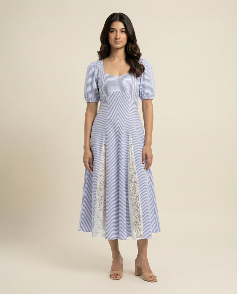 Tulip Lace Stripe Maxi Dress — OSE STUDIO