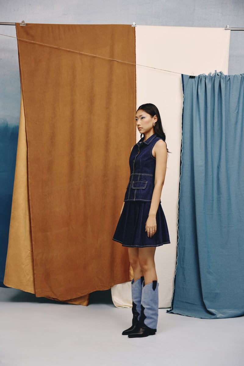 Deep Indigo Tailored Sleeveless Denim Top