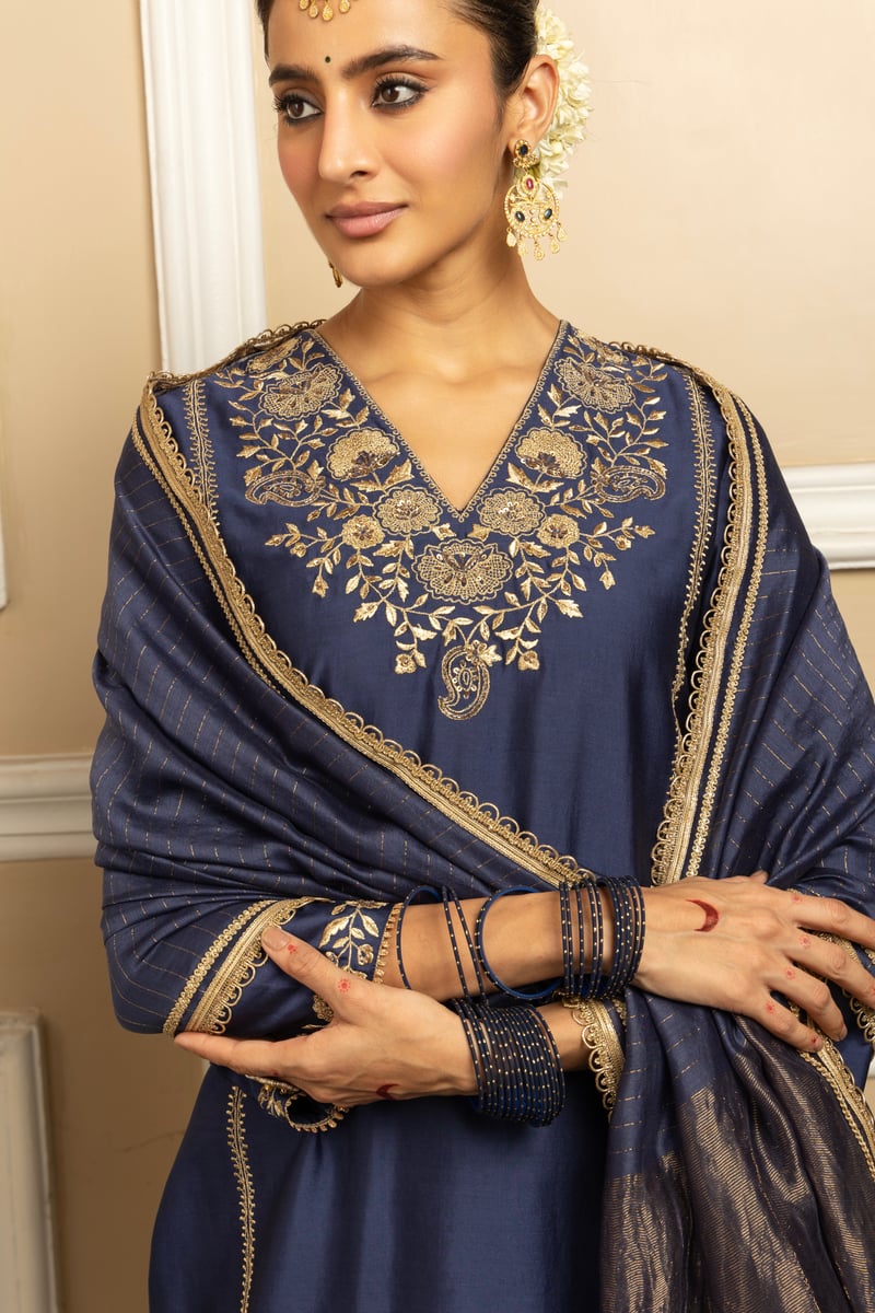 Sanya Silk Chanderi Handcrafted Kurta Set