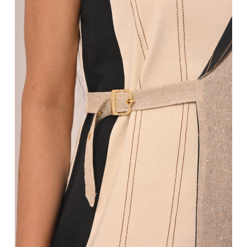 Beige and Black Colorblock Lattice Vest Top