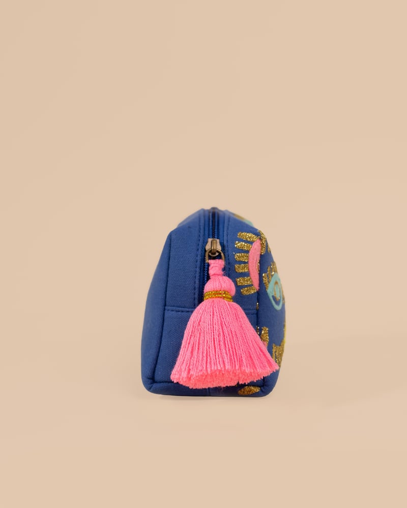 Makeup Pouch- Evil Eye Blue