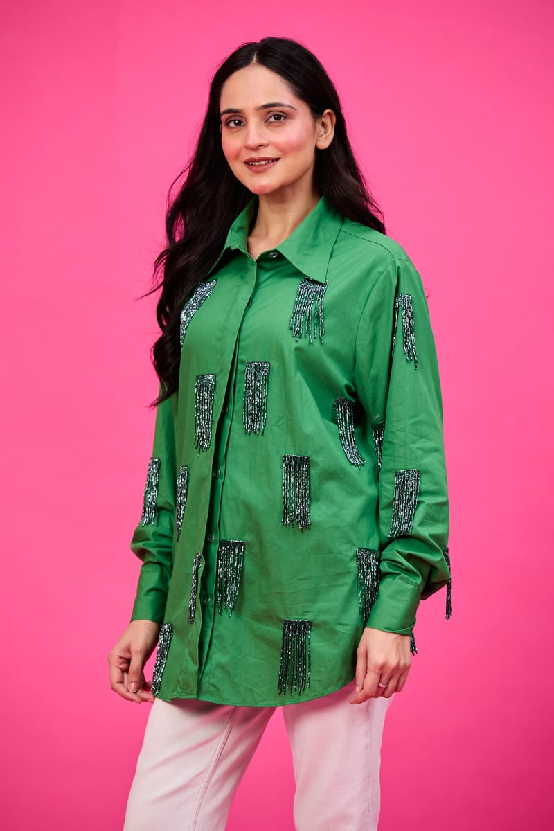 Emerald tassel shirt
