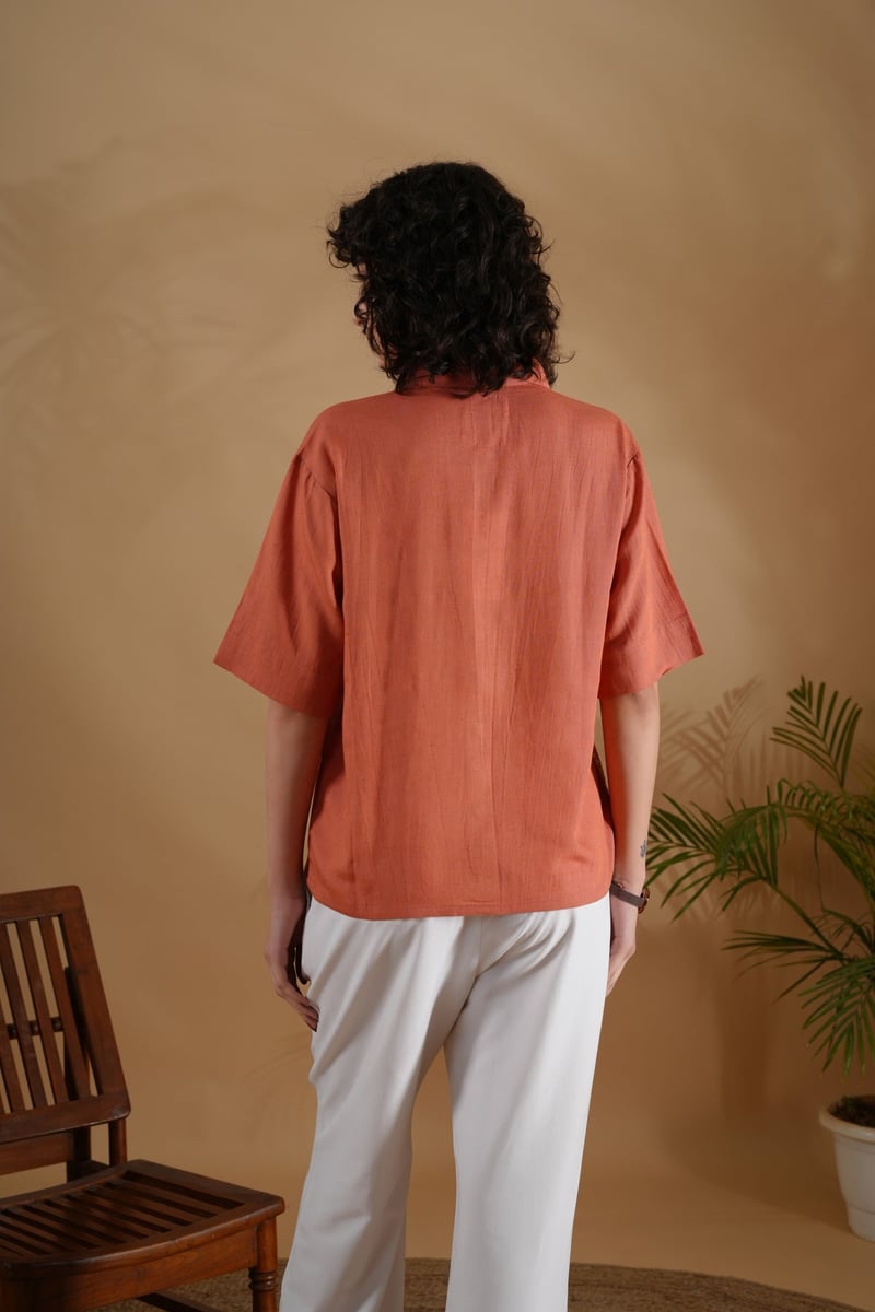 Rust Placement Printed Boxy Shirt