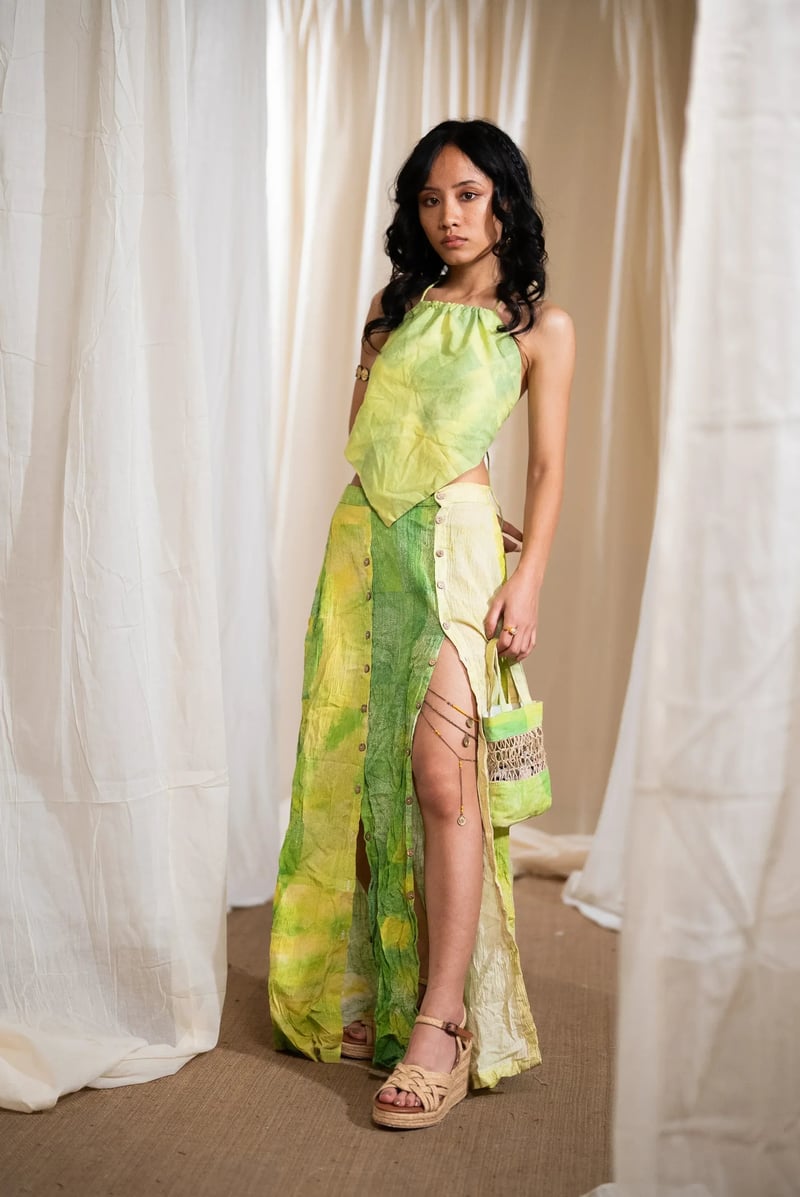 Button Down Crinkled Long Skirt — Banana Labs