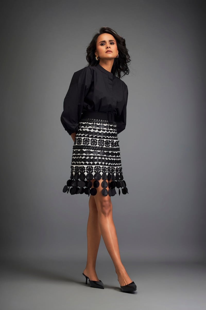 Black Oversized Mandarin Collar Shirt