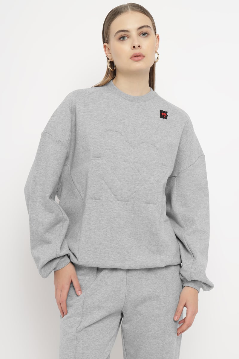Light Grey Relaxed-Fit Crewneck Sweatshirt