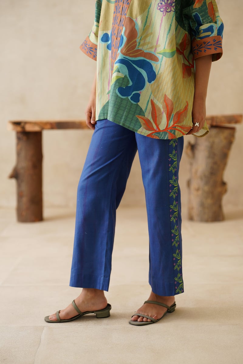 Multi Print Cotton Flex Co-ord Set with Wide-Leg Pants