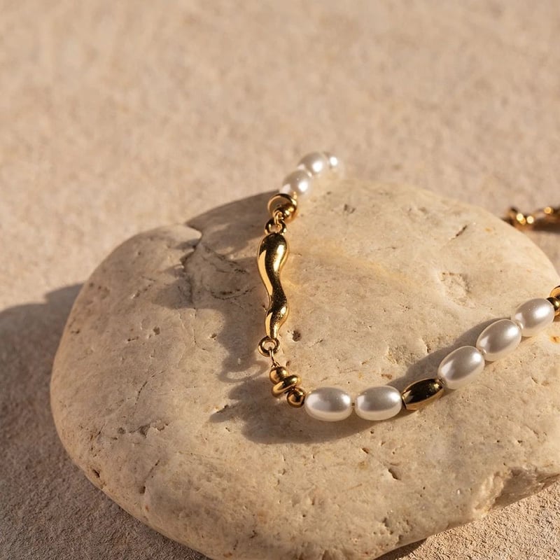 Glass Pearl Beads Chain Bracelet, Harper